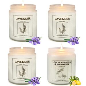 candles for home scented, 4 pack lavender scented candles gifts for women 28 oz 200 hour long lasting natural soy candles, aromatherapy candle set stress relief