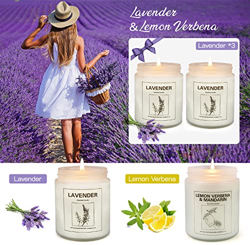 Candles for Home Scented, 4 Pack Lavender Scented Candles Gifts for Women 28 oz 200 Hour Long Lasting Natural Soy Candles, Aromatherapy Candle Set Stress Relief