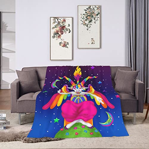 Neon Rainbow Baphomet Blanket Throw Blanket Soft Warm Lightweight Cozy Plush Blanket for Bedroom Living Rooms Sofa Couch Bed Gifts 60"X50"