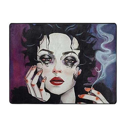 SWEET TANG Memory Foam Goth Gotik Gothic Women Girl Art Area Rugs Play Mat Extra Large Floor Pad Rugs, Non Skid Backing Spa Bathroom Floor Mats, Quick Dry Outdoor Entrance Rug