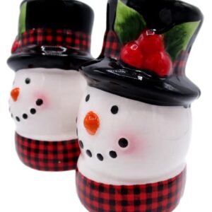 Ceramic Christmas Salt and Pepper Shakers (Snowmen with Top Hats)