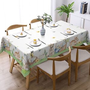 hgxjcly easter tablecloth rectangle 60×84 spring easter table decor, spring flower table cloth cute bunny floral printed table cover for home dinner party