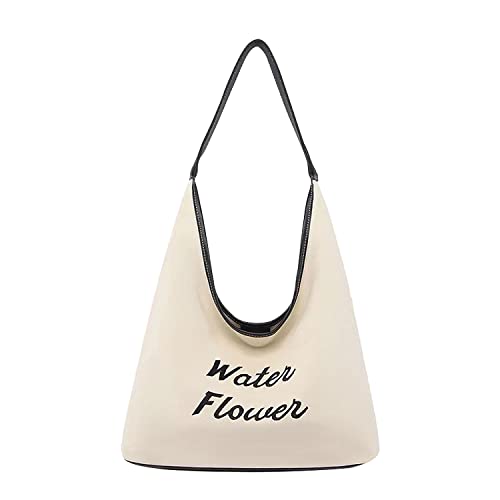 Canvas Tote Bag Shoulder Bag With Magnetic Snap,Hobo Canvas Tote Bag Aesthetic For School,Black Canvas Bag Purse Handbags Casual Tote With Waterproof