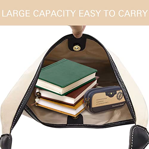 Canvas Tote Bag Shoulder Bag With Magnetic Snap,Hobo Canvas Tote Bag Aesthetic For School,Black Canvas Bag Purse Handbags Casual Tote With Waterproof