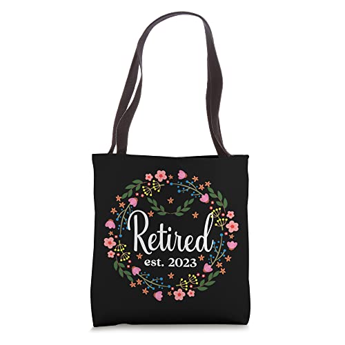 Retired est. 2023 Retiree Cute Flower Floral Retirement Tote Bag