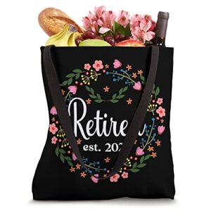 Retired est. 2023 Retiree Cute Flower Floral Retirement Tote Bag