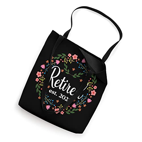 Retired est. 2023 Retiree Cute Flower Floral Retirement Tote Bag