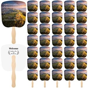 25 set christian church fans bulk hand held parlor fans handheld parlor and church hand fans with wooden fan handles sticks for crafting and 2 double sided tapes for adults diy