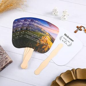 25 Set Christian Church Fans Bulk Hand Held Parlor Fans Handheld Parlor and Church Hand Fans with Wooden Fan Handles Sticks for Crafting and 2 Double Sided Tapes for Adults DIY