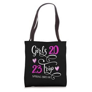 girls trip spring break 2023 vacation matching group tote bag