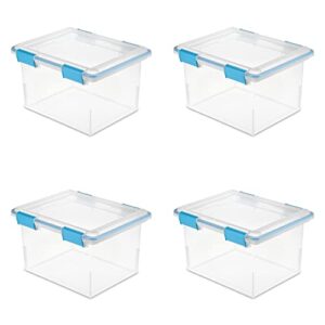 sabib 32 quart clear plastic stackable storage container box bin, 4 pack