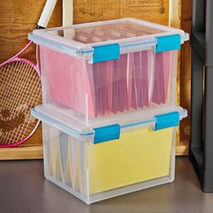 SABIB 32 Quart Clear Plastic Stackable Storage Container Box Bin, 4 Pack