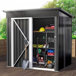 dwvo outdoor storage shed 5x3ft, heavy duty metal tool sheds storage house with single lockable door & air vent for garden, patio, lawn to store bikes, trash bins, tools, lawnmowers