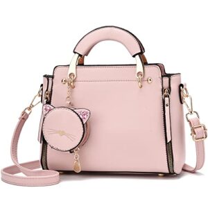 i ihayner fashion purses and handbags for women top handle bag girls small crossbody shoulder bag for ladies with kitty purse pink