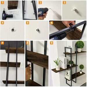 Azaela Home 3 - Tiers 38" Rustic Wall Mount Metal Hanging Brackets for Floating Shelves, DIY Wall Mounted Heavy Duty Bracket