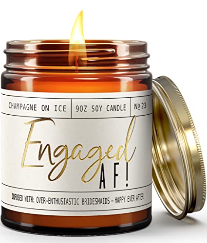 Engagement Gift, Engagement Gifts for Women -'Engaged!' Soy Candle, w/Champagne On Ice I Engagement Gifts for Couples I Fiance Gifts for Her I Engaged Gifts for Her I 9oz Jar, 50Hr Burn, USA Made