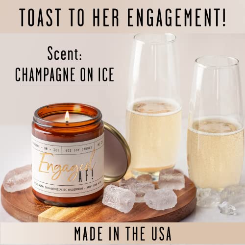 Engagement Gift, Engagement Gifts for Women -'Engaged!' Soy Candle, w/Champagne On Ice I Engagement Gifts for Couples I Fiance Gifts for Her I Engaged Gifts for Her I 9oz Jar, 50Hr Burn, USA Made