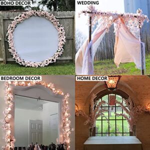 2pcs 11.8ft Artificial Cherry Blossom Flower Vines Fake Flower Garland Outdoors Hanging Silk Flowers Vines for Home Decor Pink Room Decor Wedding Party Japanese Kawaii Decor