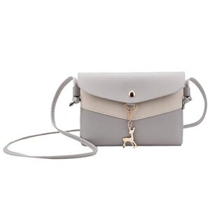leather shoulder bag for women fawn pendant messenger women phone bag crossbody tote shoulder bags for (grey, one size)