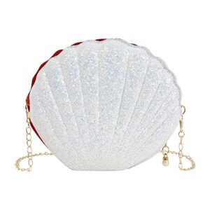 van caro womens sequins shell evening purse pearl clutch handbag cross-body shoulder bag, white01