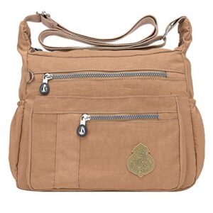 women’s nylon shoulder bag, waterproof tote bags, zipper crossbody bag, lightweight handbag for shopping travel hiking