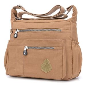 Women's Nylon Shoulder Bag, Waterproof Tote Bags, Zipper Crossbody Bag, Lightweight Handbag for Shopping Travel Hiking