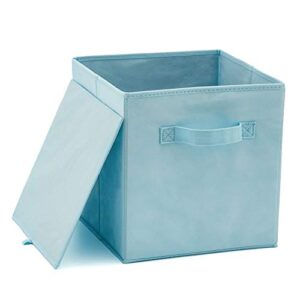 EZOWare Set of 12 Foldable Basket Bin Collapsible Storage Cube For Nursery, Kids Toys Organizer, Shelf Cabinet - ( Purple + Light Blue)