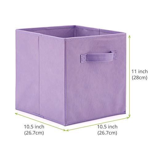 EZOWare Set of 12 Foldable Basket Bin Collapsible Storage Cube For Nursery, Kids Toys Organizer, Shelf Cabinet - ( Purple + Light Blue)