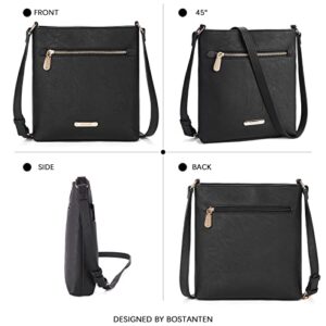 BOSTANTEN Crossbody Bags for Women Designer Cell Phone Multi Pockets Cross Body Purses Shoulder Handbags Ladies Black