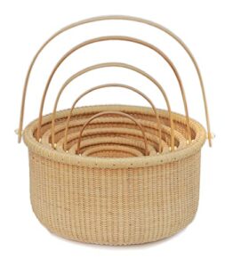 teng jin open round nantucket lightship baskets with handles handwoven storage serving baskets for easter, picnics, gifts, home decor and more several sizes ranging from 5” 13”