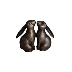 first of a kind bronze rabbit shaped bookends – farmhouse shelves organizer book ends – resin animal figurine cute bookends – heavy duty bookends to hold books – set of 2 book stoppers