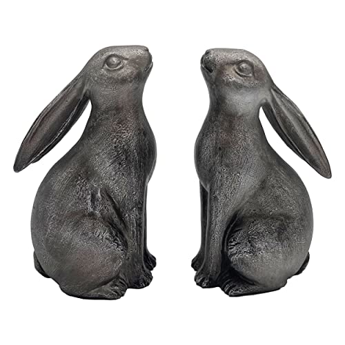 First of a Kind Bronze Rabbit Shaped Bookends – Farmhouse Shelves Organizer Book Ends - Resin Animal Figurine Cute Bookends - Heavy Duty Bookends to Hold Books - Set of 2 Book Stoppers