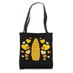 corn on the cob cute corn with hearts for corn lover tote bag