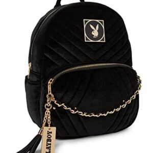 Spencer Gifts Black Velvet Playboy Mini Backpack | Officially licensed | Adjustable straps | Large front pocket | Fully lined | Zipper closure | Spot clean | Imported