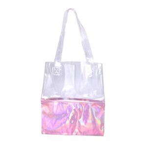 women hologram tote clear beach transparent bag for holographic chic purses handbag shoulder pink pvc