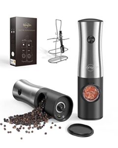 sangcon electric salt and pepper grinder set – automatic pepper mills with led light – battery operated salt and pepper shakers with stand & sangcon 5 in 1 blender and food processor combo for kitche
