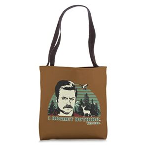 parks and recreation ron swanson i regret nothing tote bag