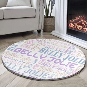 JOYXBUY Custom Rug Personalized Round Rugs with Name Text Super Soft Faux Rabbit Fur Circular Rugs for Boys Girls Room Bedroom Home Decor