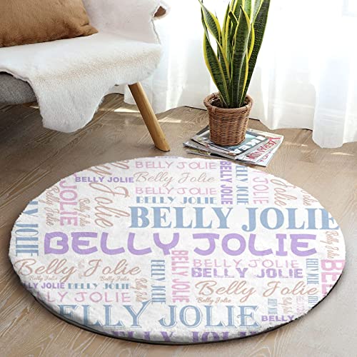 JOYXBUY Custom Rug Personalized Round Rugs with Name Text Super Soft Faux Rabbit Fur Circular Rugs for Boys Girls Room Bedroom Home Decor