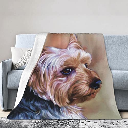 Yorkie Dog Yorkshire Blanket Throw Blanket Soft Warm Lightweight Cozy Plush Blanket for Bedroom Living Rooms Sofa Couch Bed Gifts 60"X50"