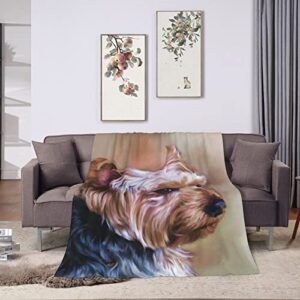 Yorkie Dog Yorkshire Blanket Throw Blanket Soft Warm Lightweight Cozy Plush Blanket for Bedroom Living Rooms Sofa Couch Bed Gifts 60"X50"