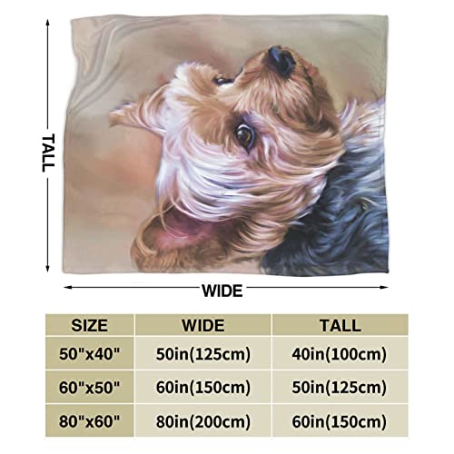 Yorkie Dog Yorkshire Blanket Throw Blanket Soft Warm Lightweight Cozy Plush Blanket for Bedroom Living Rooms Sofa Couch Bed Gifts 60"X50"