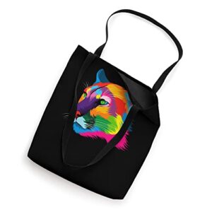 Puma Cougar Head Colorful Art Animals Watercolor Painting Tote Bag