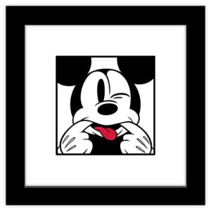 trends international gallery pops disney mickey mouse – mickey expressions – funny face wall art wall poster, 12″ x 12″, black framed version