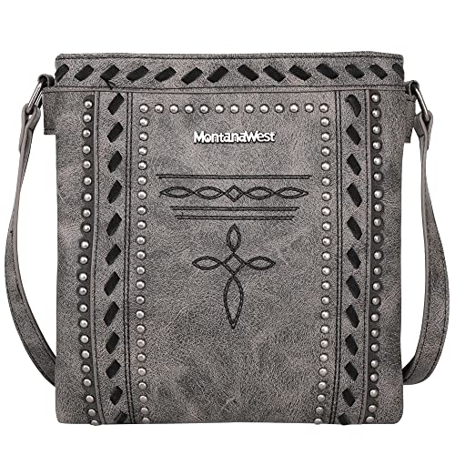 Montana West Whipstitch Collection Western Purses for Women Crossbody Bags Over Shoulder Purse MW1124G-9360GY+W