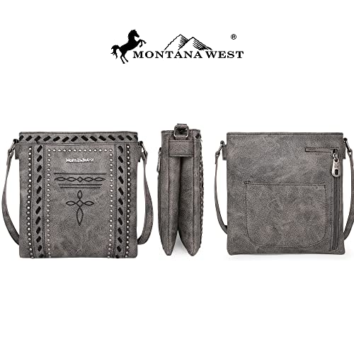 Montana West Whipstitch Collection Western Purses for Women Crossbody Bags Over Shoulder Purse MW1124G-9360GY+W