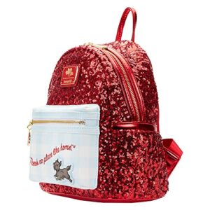 Loungefly Wizard of Oz Dorothy Ruby Red Sequin Womens Double Strap Shoulder Bag Mini Backpack Purse (WOZBK0006)