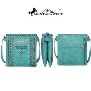 Montana West Whipstitch Collection Western Purses for Women Crossbody Bags Over Shoulder Purse MW1124G-9360TQ+W