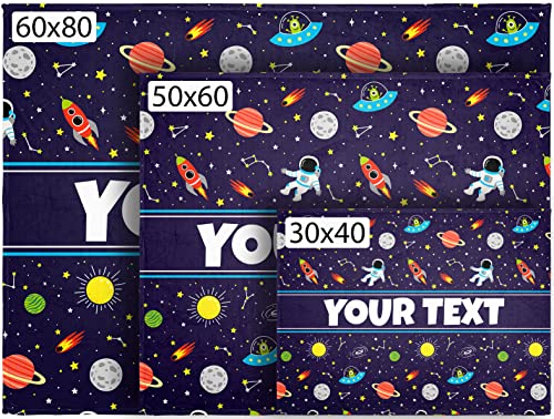 Personalized Outer Space Blanket - Custom Birthday Gift or Holiday Present for Boys, Girls, Kids, Children - 50 x 60 Inches, Full Coverage Vibrant Design, Soft and Cozy