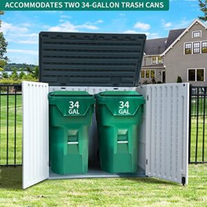 YITAHOME Outdoor Horizontal Storage Sheds, Weather Resistant Resin Tool Shed, Multi-Opening Door for Easy Storage of Bike, Trash Cans, Garden Tools, Lawn Mowers, 27 cu ft, Waterproof, Lockable